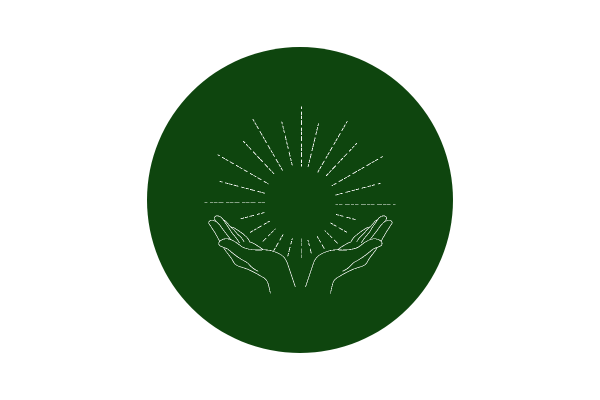Icon mit zwei geöffneten Händen, aus denen eine Sonne aus Linien kommt.
